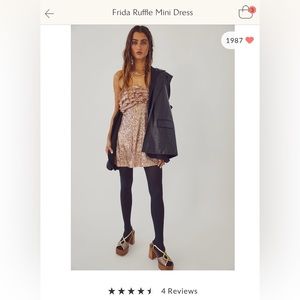 Free People Frida Ruffle Mini Dress in Champagne